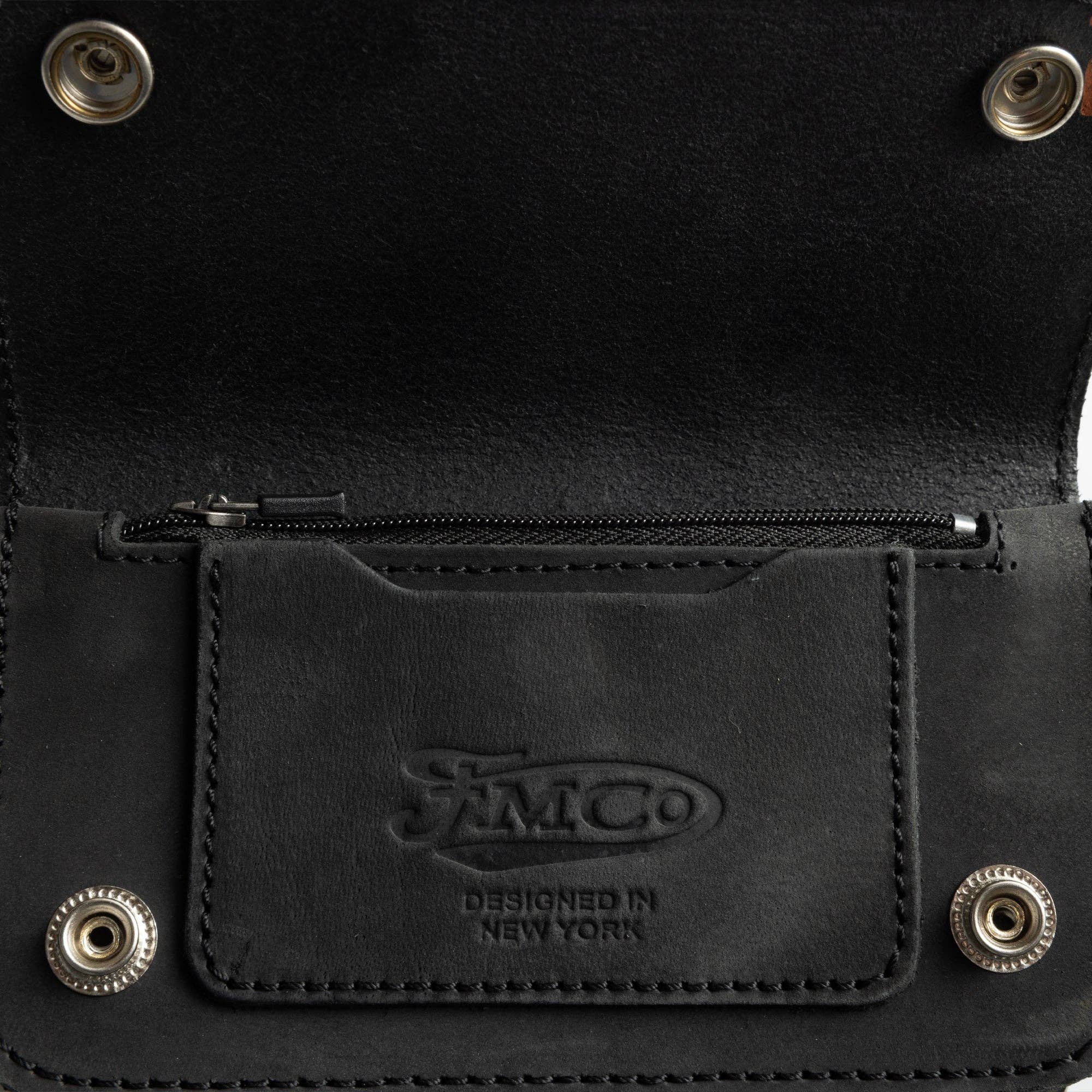 Gunmetal Black Small Leather Trucker Wallet by New York for wholesale on Faire3