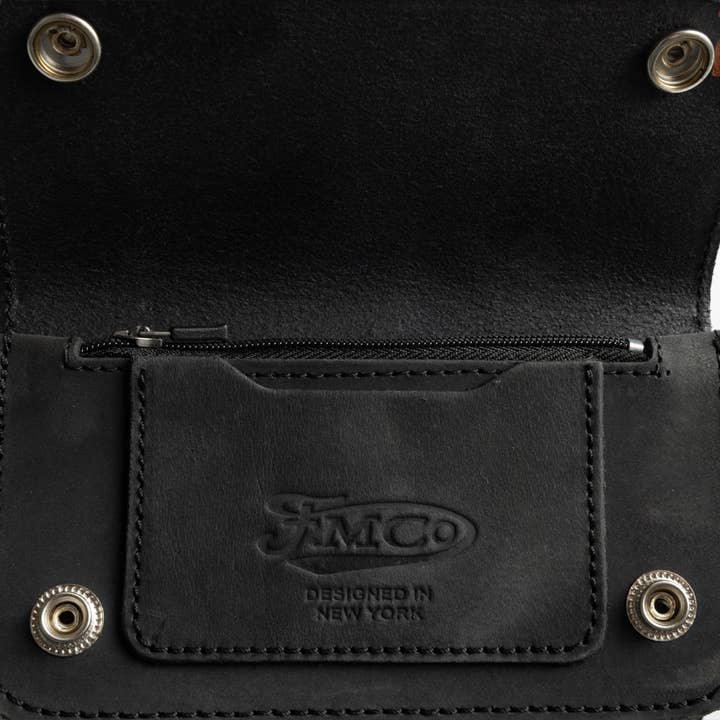 Gunmetal Black Small Leather Trucker Wallet by New York for wholesale on Faire3