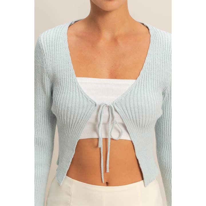 HYFVE - Wholesale Cardigan - Women's - Tie Front V Neck Ribbed Cardigan21