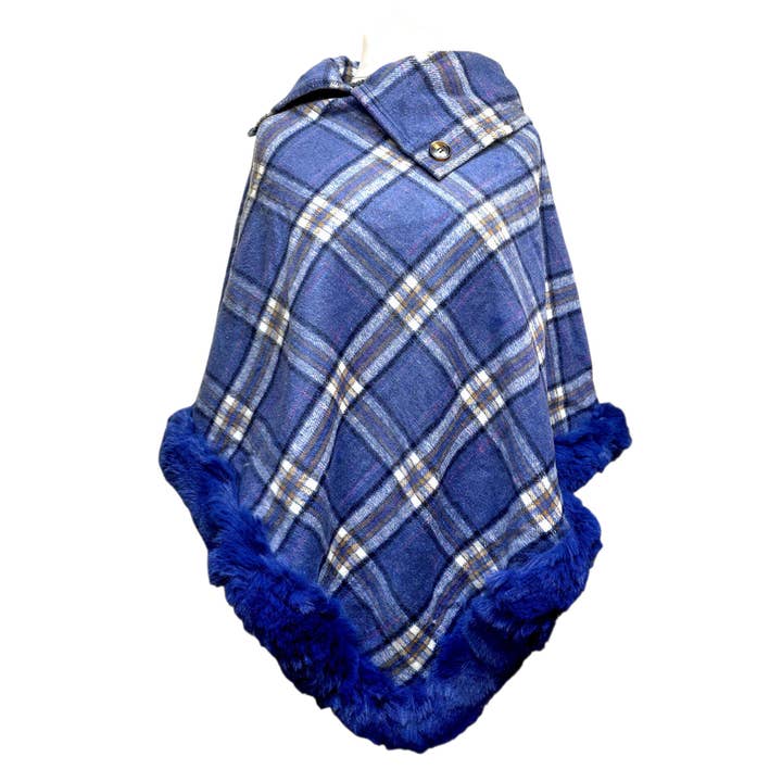 Strathurie Tweed Borland Blå Tartan Rutig Damponcho för wholesale av Strathurie