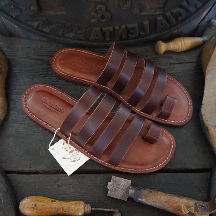 Mario Doni - Wholesale Sandals - Men's - Men's Leather and Vegetable-Tanned Leather Flip-Flops5