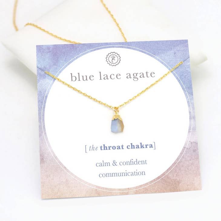 Rå blå blonde agat Chakra halskæde sølv til din butik | Faire