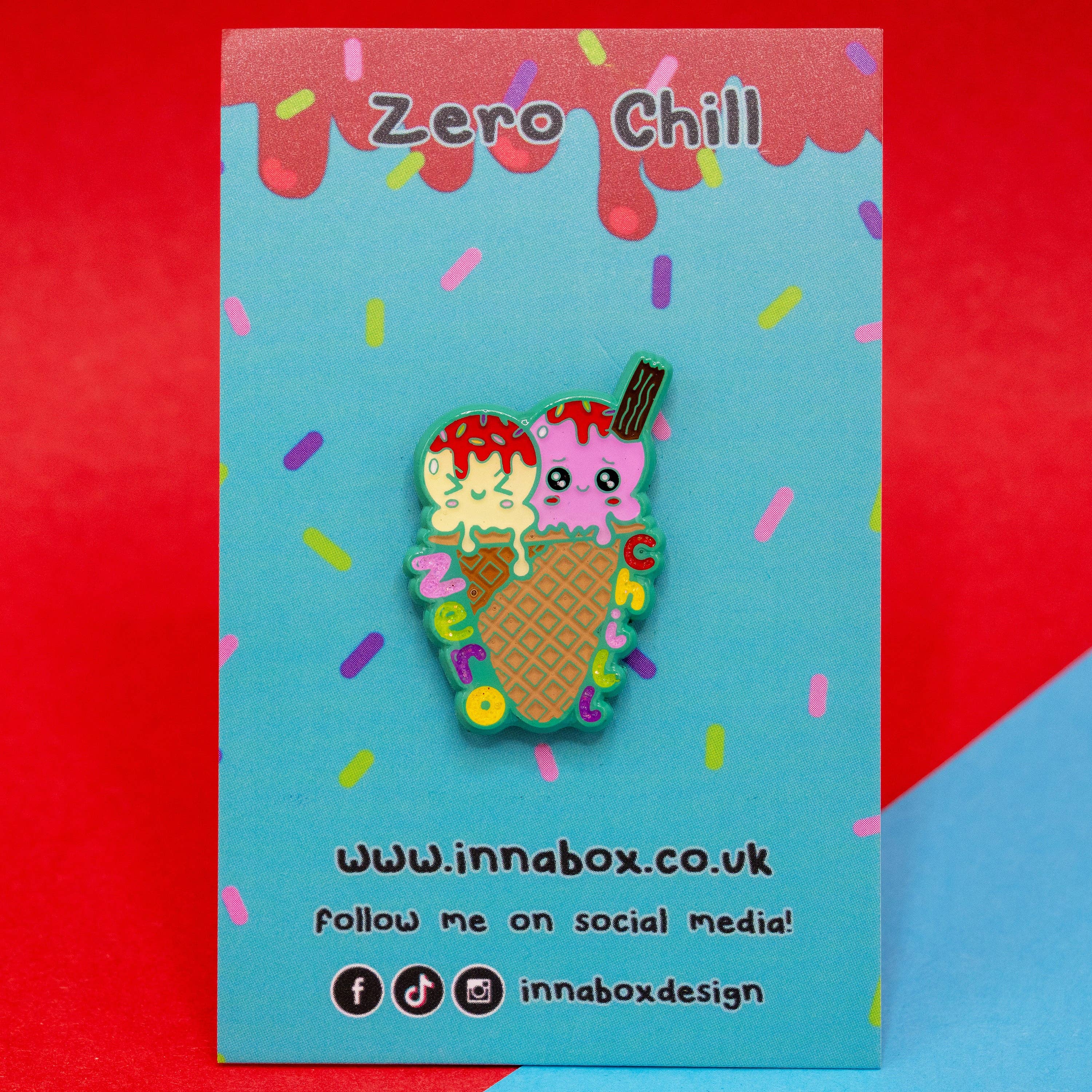 Innabox Ltd – wholesale Lapel pin/button – Zero Chill Ice-Cream Cone Glittery Enamel Pin1