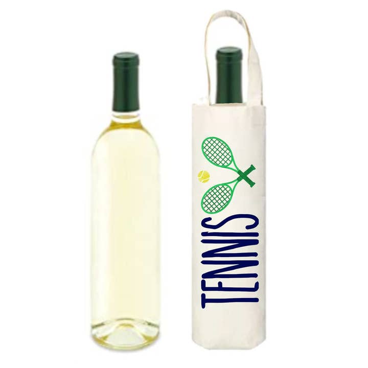 Peachy Pendants - Wholesale Wine Tote - Cotton Wine Tote - Tennis (Choose Design)0