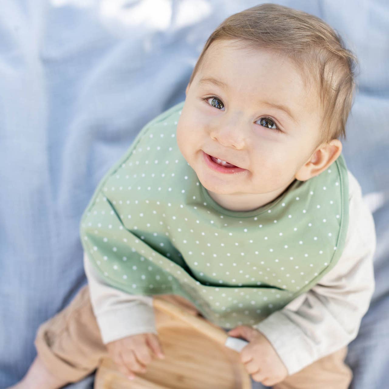 Summerville organic - Vente Bavoir - bébés - Bavoir bébé en coton bio vert à pois2