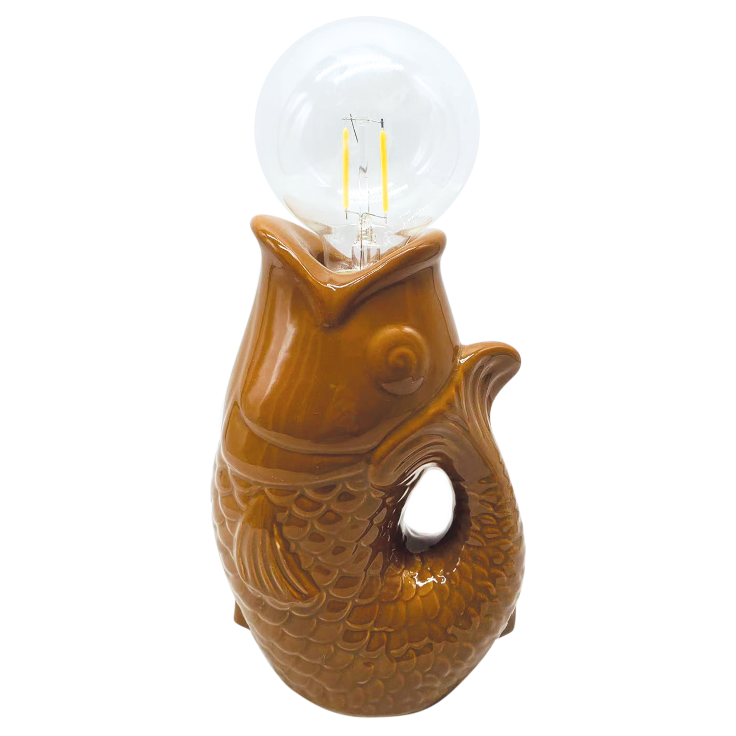 Opjet Paris - Wholesale Accent/Desk Lamp - Brown fish LED decoration with batteries L13.5 W8.2 H27cm0