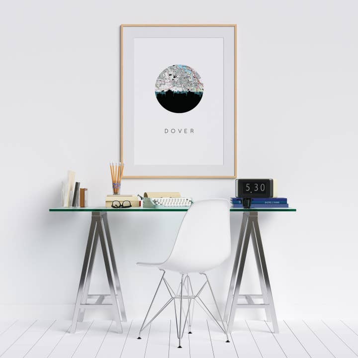 Paperfinch Design - Wholesale Art Print - Dover Delaware skyline and map art print
