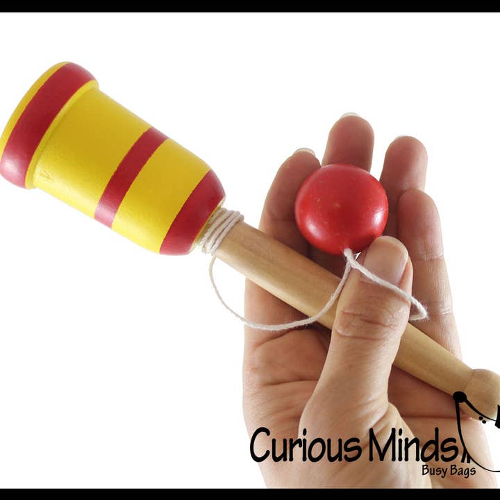 Curious Minds Toys – Engroshandel Trælegetøj - Børn – 1 bold og kop fangsttræspil Mexicansk Yo Yo-legetøj i træ Yoyo