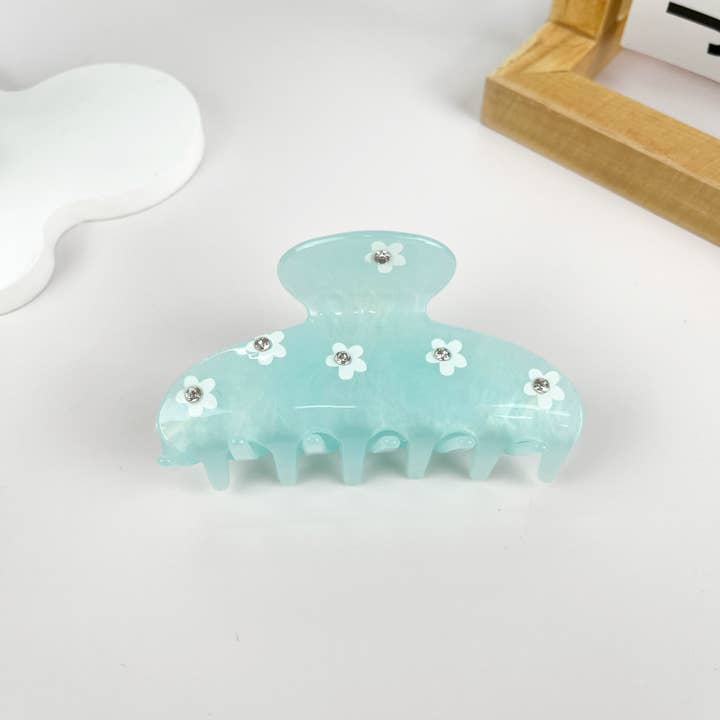 mildstyles - Wholesale Hair Clip - Women's - Half Moon Diamond Florals Hair Claw Clip