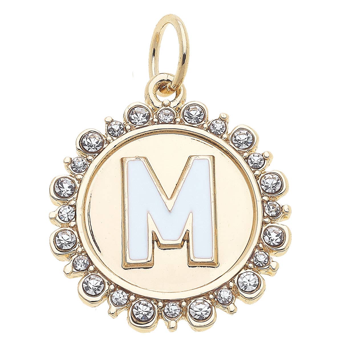 Canvas Style - Wholesale Individual Charm/Pendant - Rhinestone Letter Disc Charm in Shiny Gold12