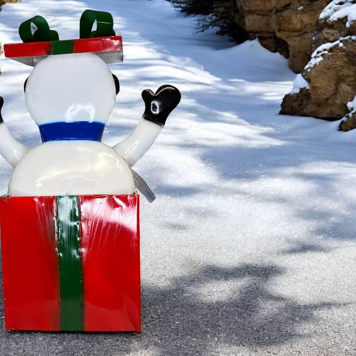 Blue Goat Garden Decor - Wholesale Christmas Decoration - Snowman Christmas Present Metal Garden Sculpture
