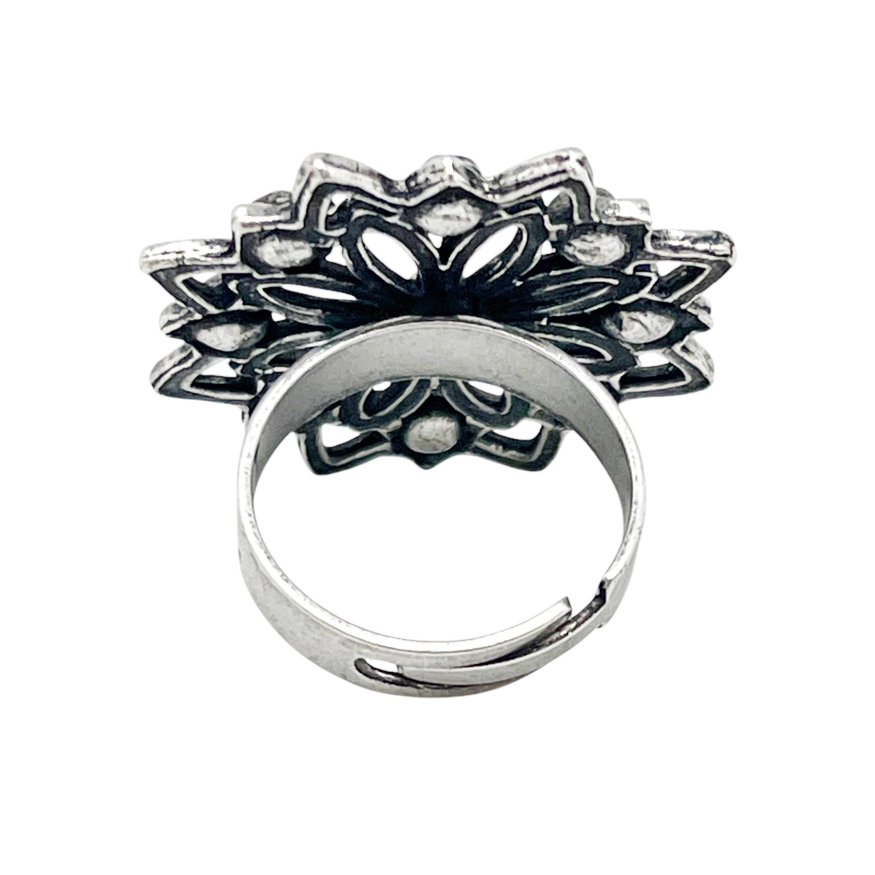 Gloria Mago - Wholesale Cocktail/Statement Ring - Carousel Ring in 10µm silver and blue crystal4