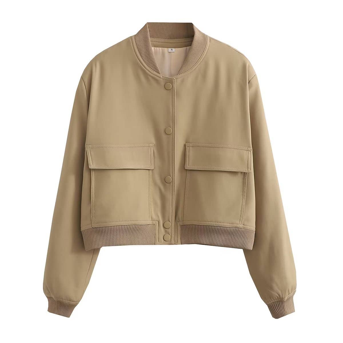 HIDDENBRAND - Wholesale Bomber Jacket - Women's - relaxed button through cropped bomber jacket6