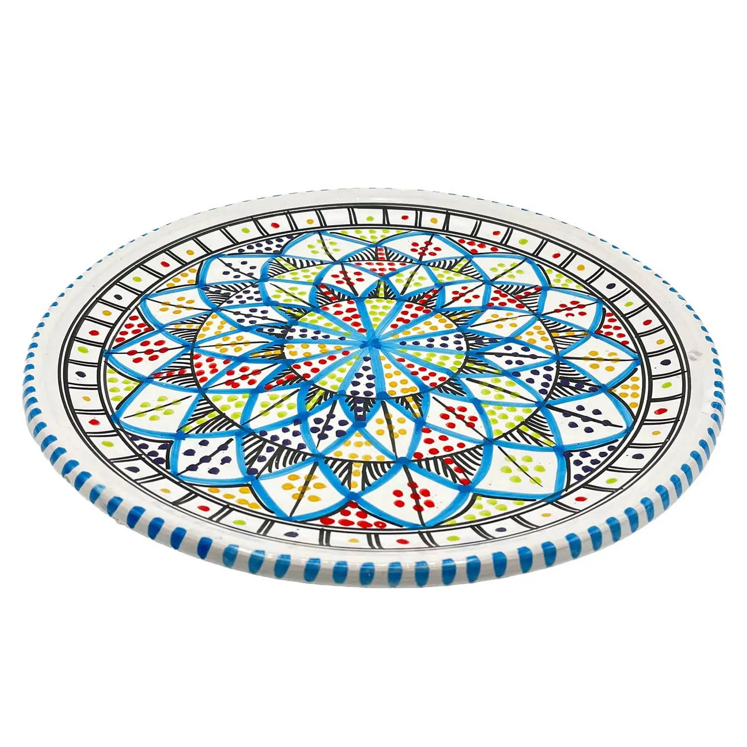 Etnico del Mondo - Wholesale Dinner Plate - Tunisian Handcrafted Ceramic Pizza Plate Ø 35 cm #23