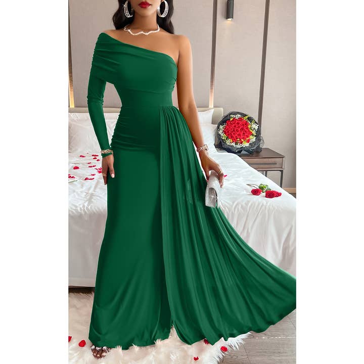 Off Shoulder Tassel Fit Bodycon Solid Long Dress for wholesale by Supreme Fashion