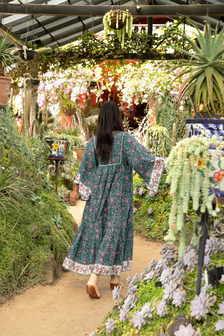 The Fox and The Mermaid - Vente Robe – femme - Robe Maxi Bohème Imprimée à Blocs (Chahna)8