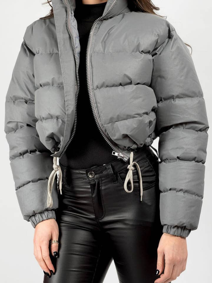 safistyle - Wholesale Puffer Jacket - Women's - Cropped Puffer Jacket with Stand Collar9