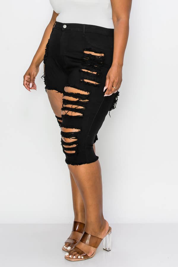 The Map Jeans - Wholesale Shorts - Women's - Curvy Plus-Size Bermuda Jean Shorts 5006P6