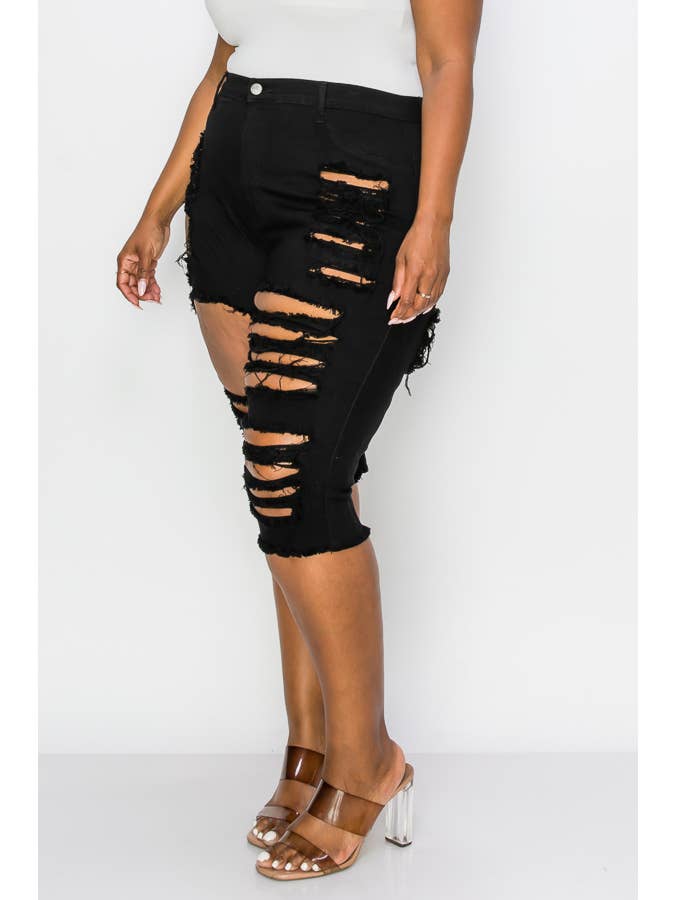 The Map Jeans - Wholesale Shorts - Women's - Curvy Plus-Size Bermuda Jean Shorts 5006P6