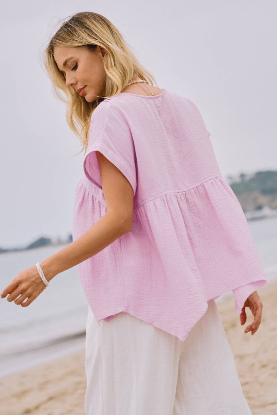 Oddi - Wholesale Blouse - Women's - Plus Cotton Gauze Short Sleeve Top3