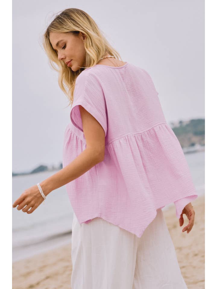 Oddi - Wholesale Blouse - Women's - Plus Cotton Gauze Short Sleeve Top3