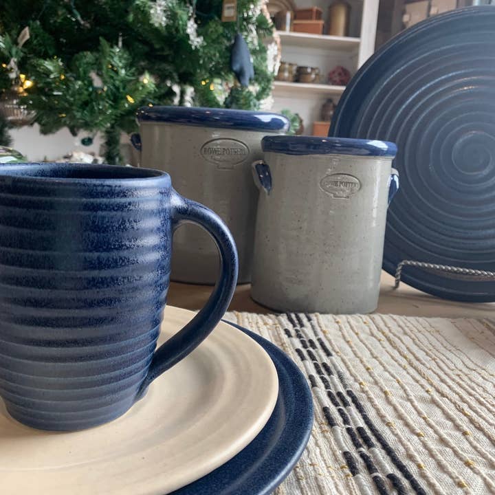 Rowe Pottery - Wholesale Dinner Plate - Farmhouse Ridges Dinner Plate - Denim