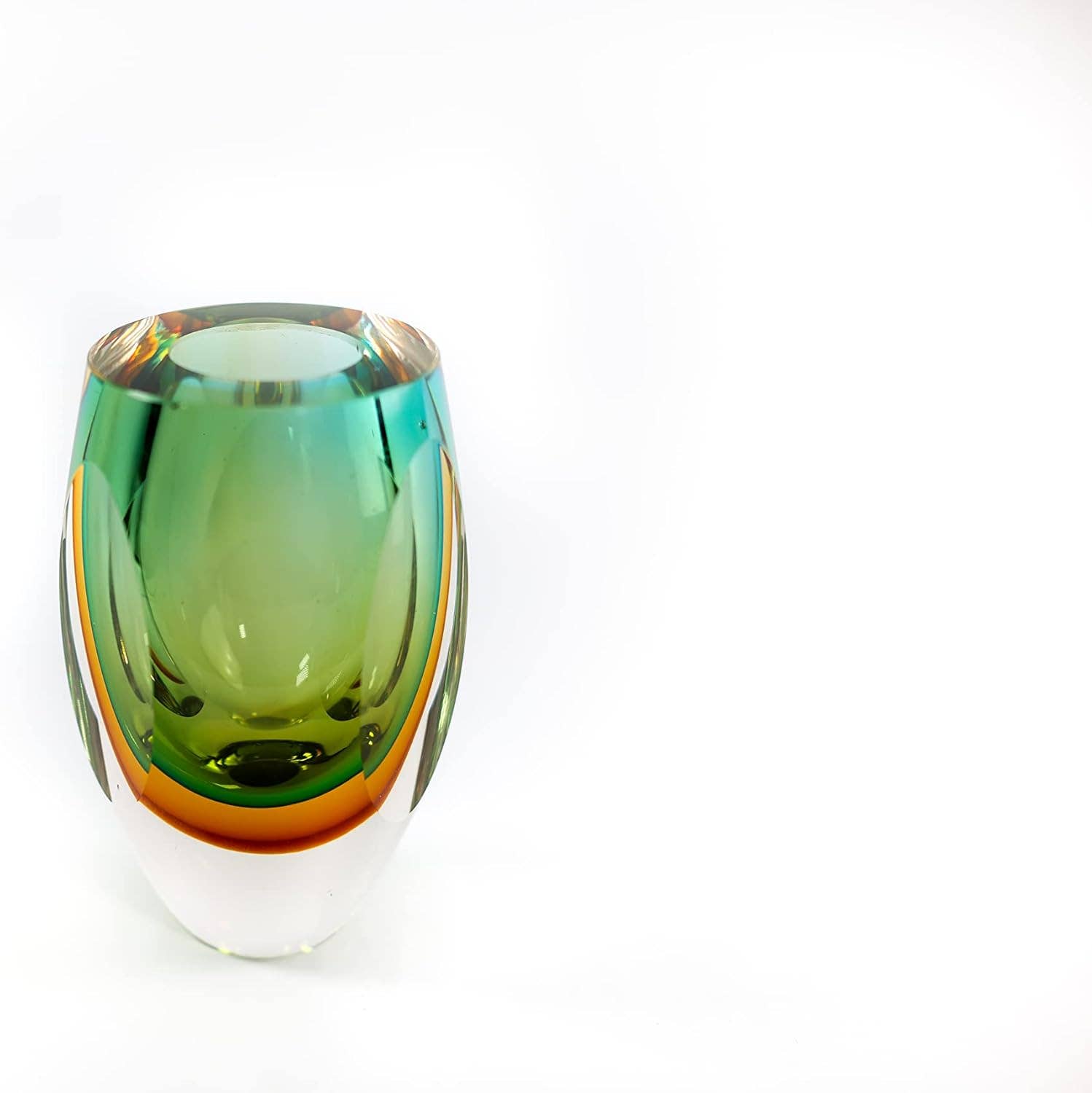 Badash - Wholesale Vase - Rimini Murano Style Art Glass Amber & Green 6" Vase5