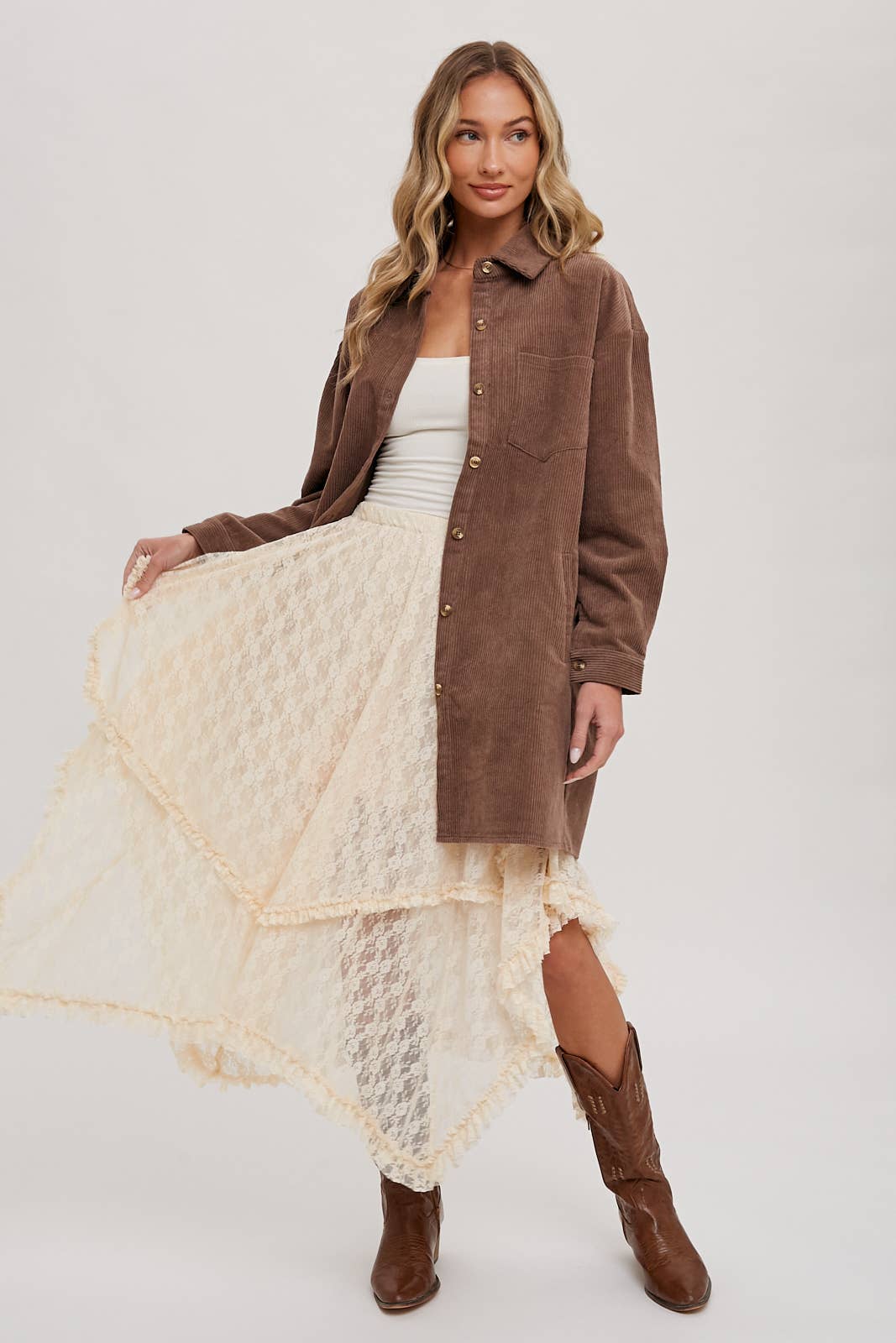 Bluivy – Großhandel Rock – Damen – MIDIROCK MIT SPITZENBÄNDERN22