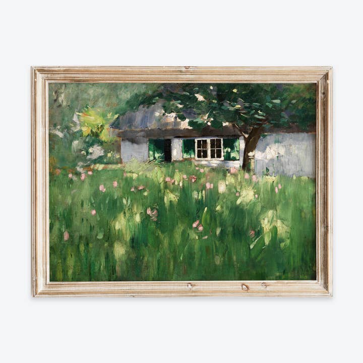 Vintage Landhuis Wilde Bloemen Landschap Kunstprint VP389 voor wholesale door Sugar & Canvas