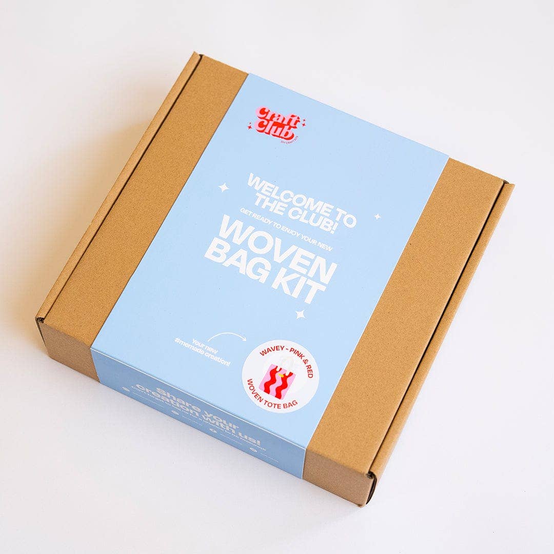 Craft Club – wholesale DIY craft kit – Pink & Red Wavey - Woven Tote Bag Kit14