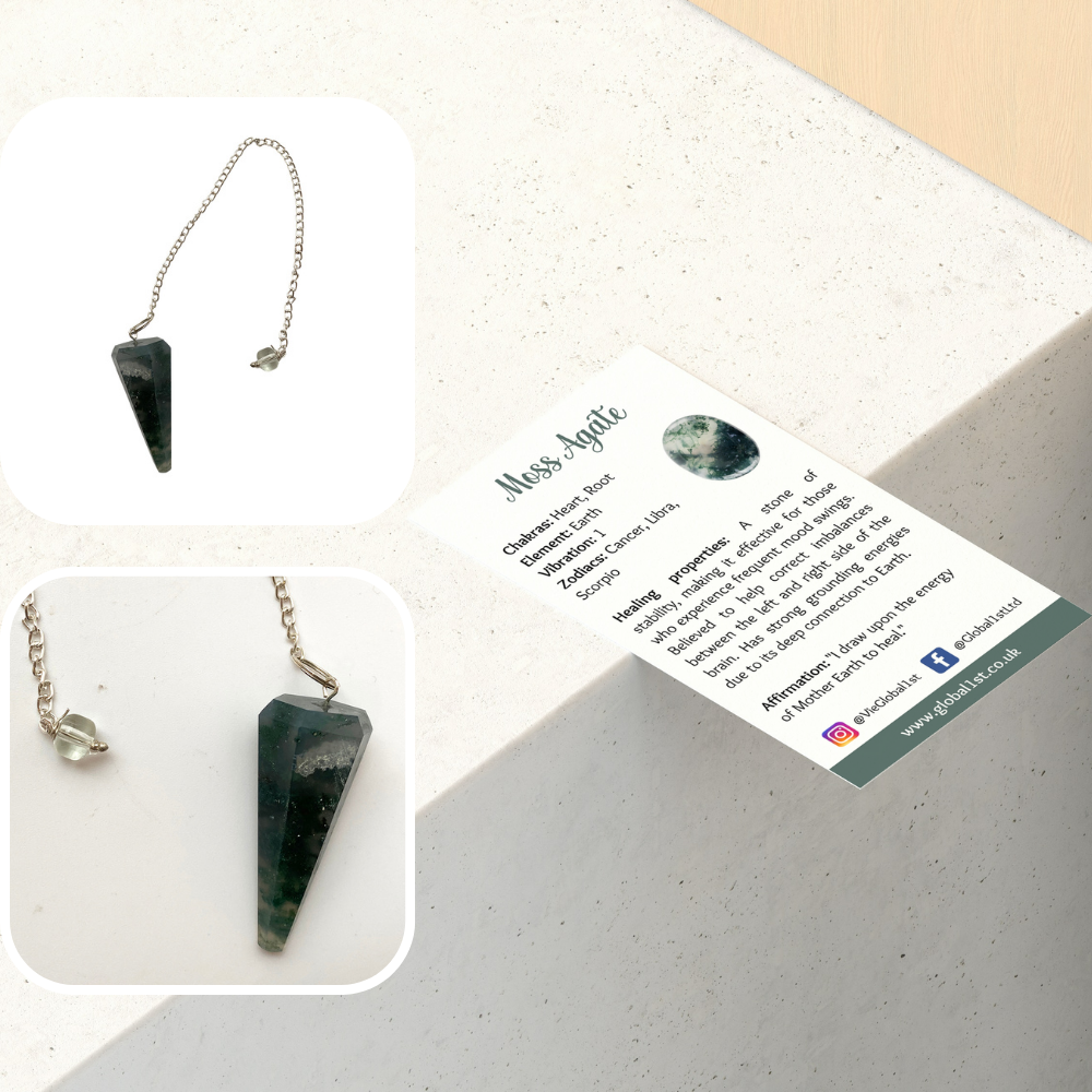 VIE – Engroshandel Meditationsudstyr – Pendul med kæde og 30 mm krystalsten41