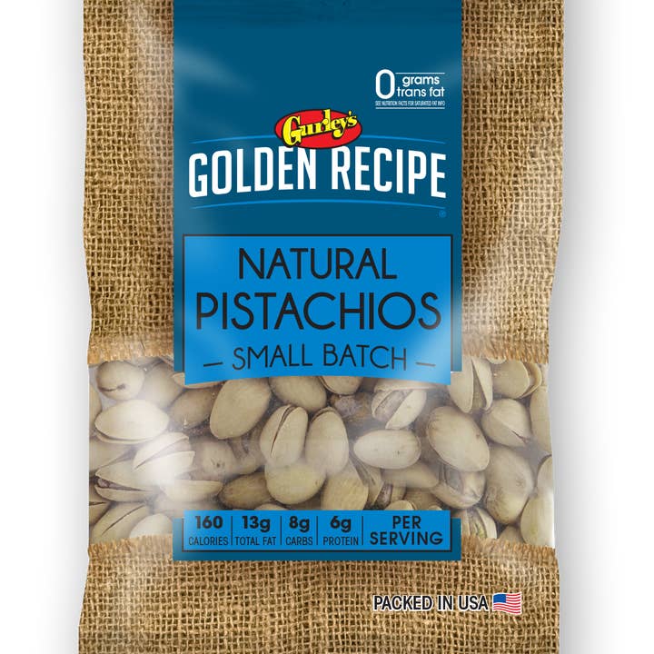 Shop The King - Wholesale Nuts - Gurley's Golden Recipe Natural Pistachios, Unsalted, 2.25 oz (Pack of 8)