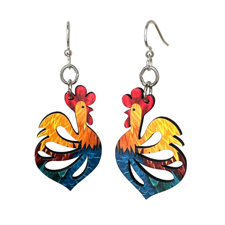 As pictured Cock-a-doodle-doo Earrings #1770 for wholesale on Faire