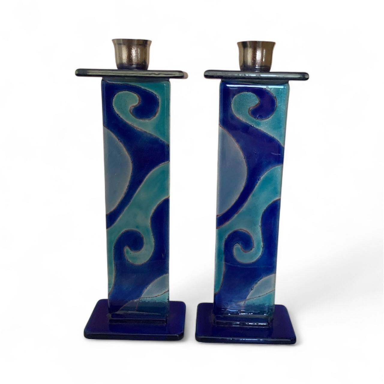 Calypso Chile - Wholesale Candle Holder - Shabbat Candlesticks - Handmade Fused Glass - Judaica5
