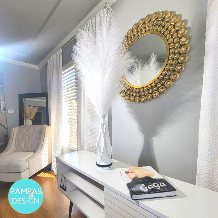 Pampas Design - Wholesale Dried/pressed flowers - White Pampas Grass Artificial Faux 45" Tall10