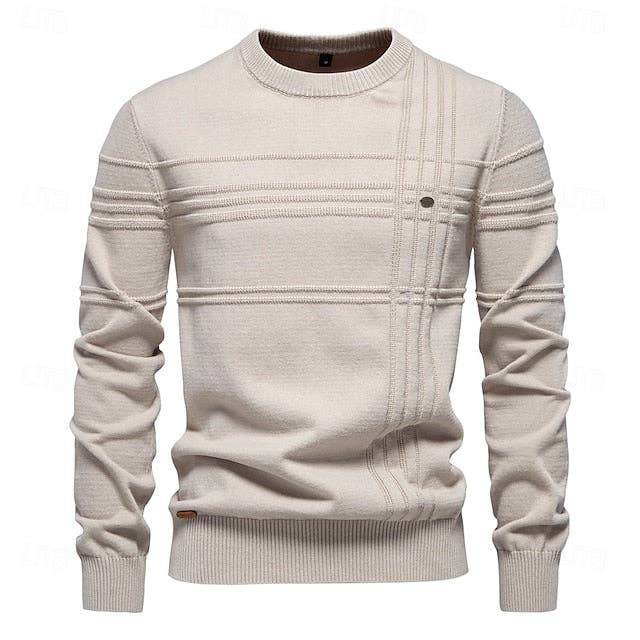 Ecovear - Wholesale Knitted jumper – Men′s - Crewneck Cotton Pullover Sweater Striped Design2