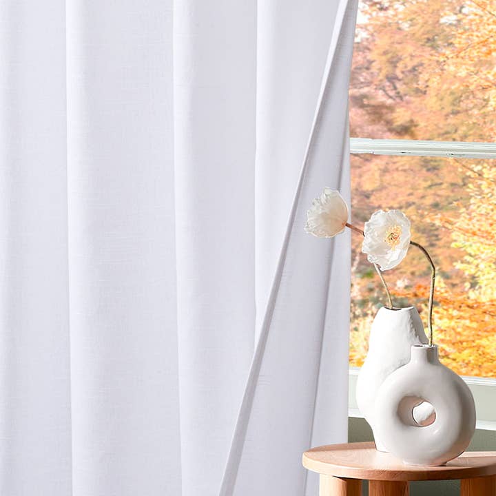 White Cotton Tab Top Curtain, Long Drapes, 50x84- (Set of 2) for wholesale on Faire