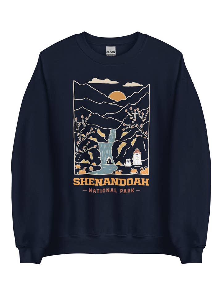 Shenandoah Minimal Spooky National Park Unisex Sweatshirt | NAVY for wholesale by ChasingAMoment