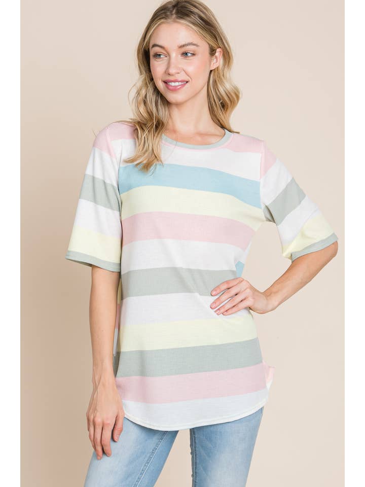 BOMBOM - Wholesale Tunic - Women's - TA1786-ST WAFFLE-KNIT TEE