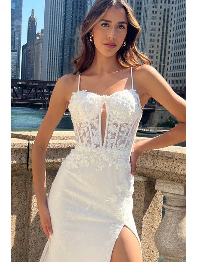 Babyfox Apparel - Wholesale Gown – Women's - Sleeveless Skinny Straps Court Length Lace Dress7