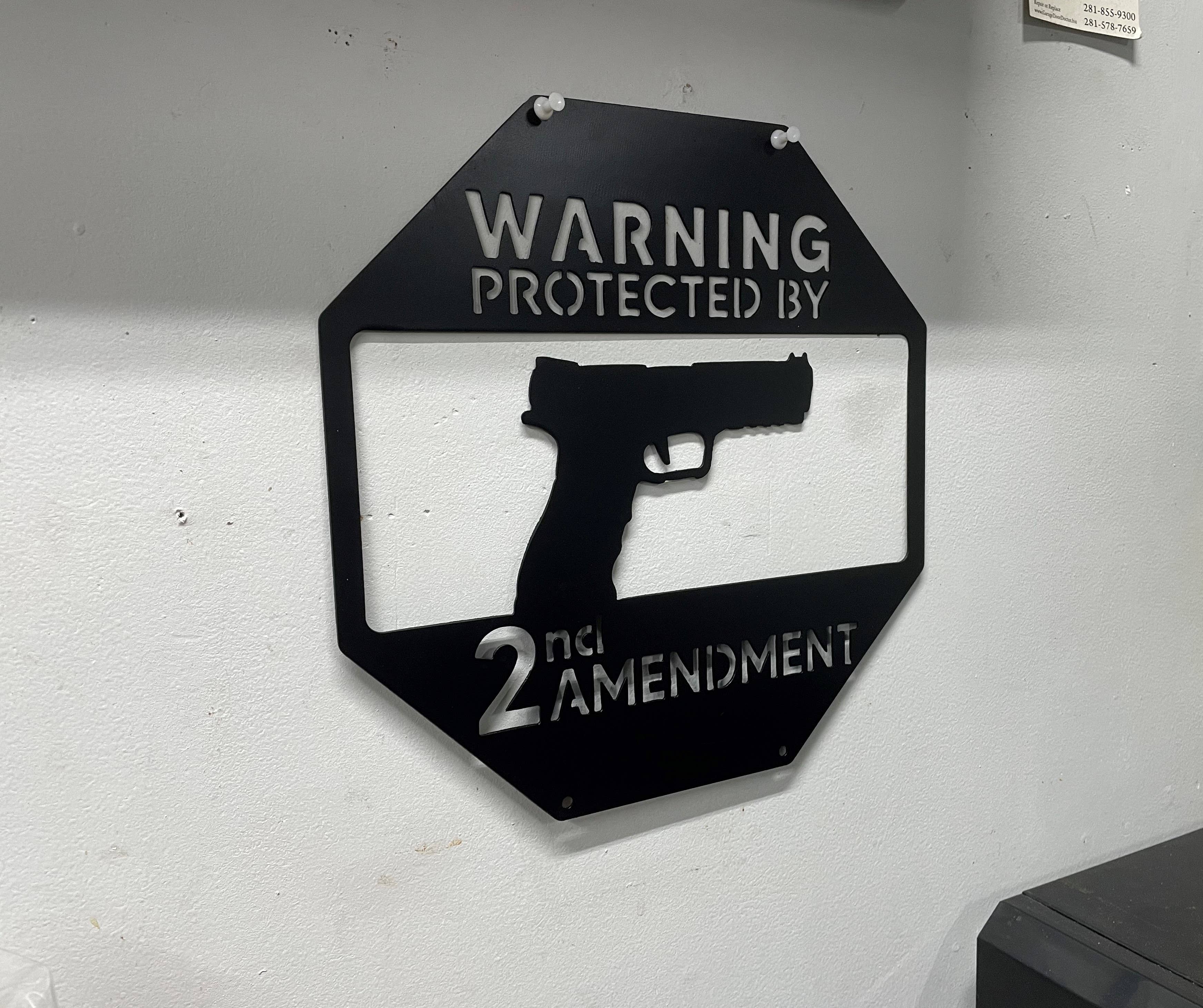 LoneTree Fab - Wholesale Sign - Metal Warning Sign, Protected by 2A Pistol Home Defense Sign3