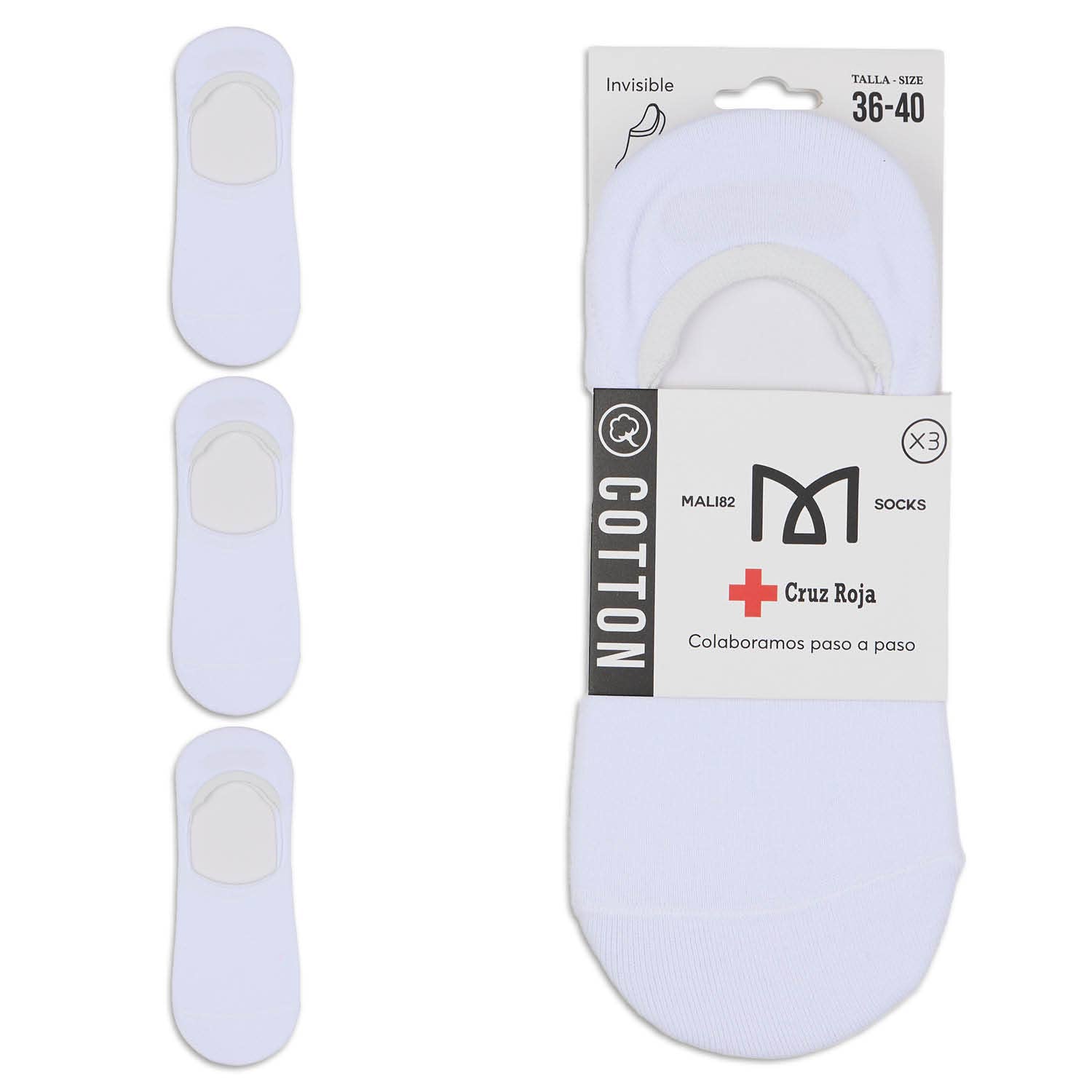 KYLIE CRAZY - Wholesale Socks - Unisex - Pack of 3 premium cotton invisible socks - Red Cross1