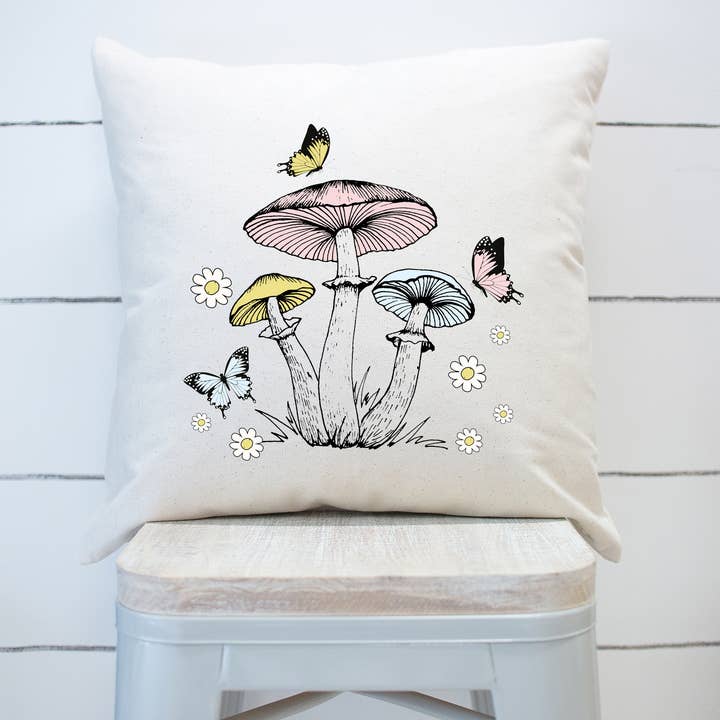 Mushroom Cottagecore Pillow Cover Decor for wholesale by Rising Tide Vintage