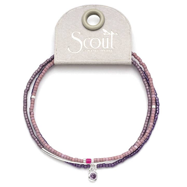 Scout Curated Wears - Wholesale Jewelry Set - Tonal Chromacolor Miyuki Bracelet Trio - Purple/Silver