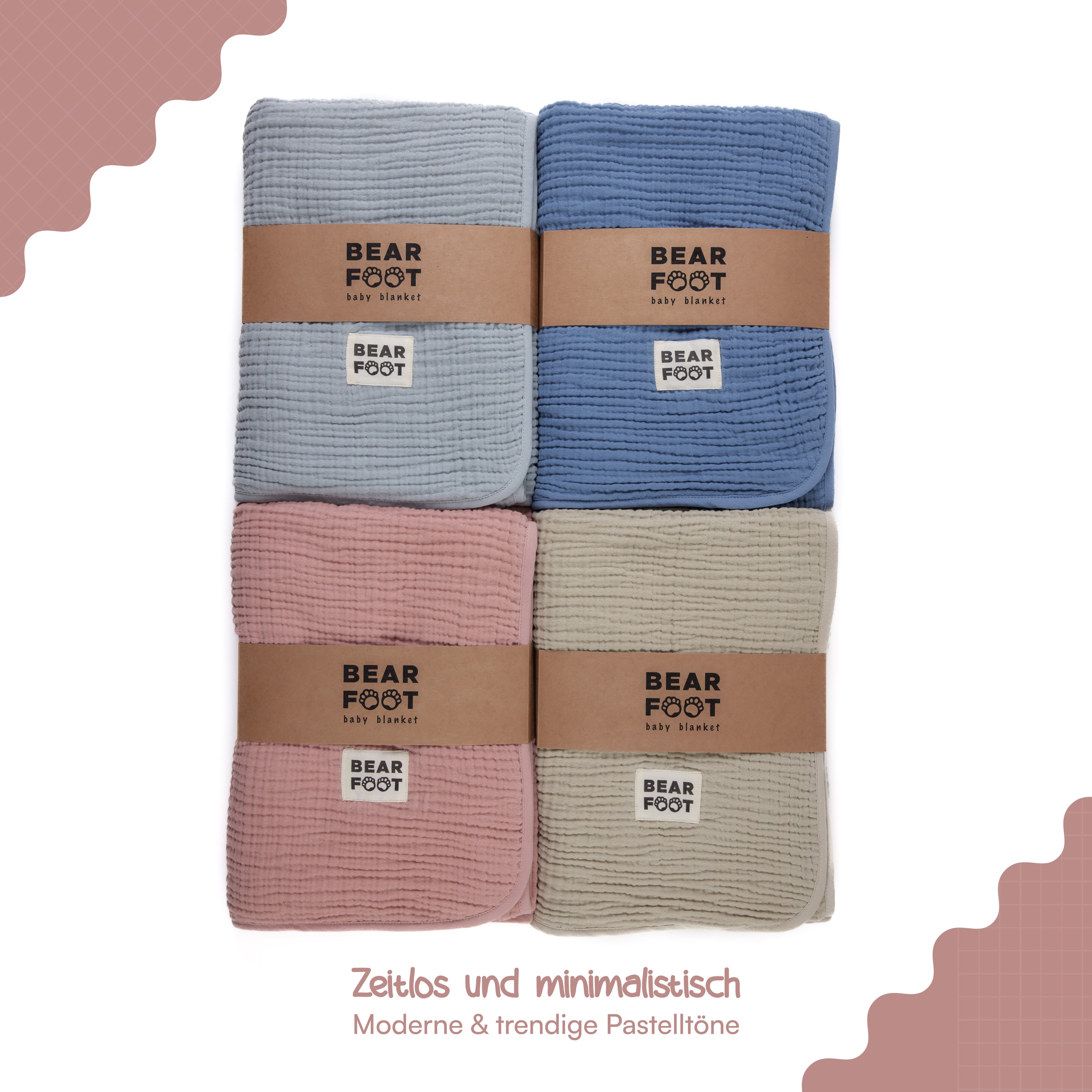 BEARFOOT - Vendita all'ingrosso Coperta - Bambini e neonati - Coperta per neonati in mussola e pile soffice - rosa6