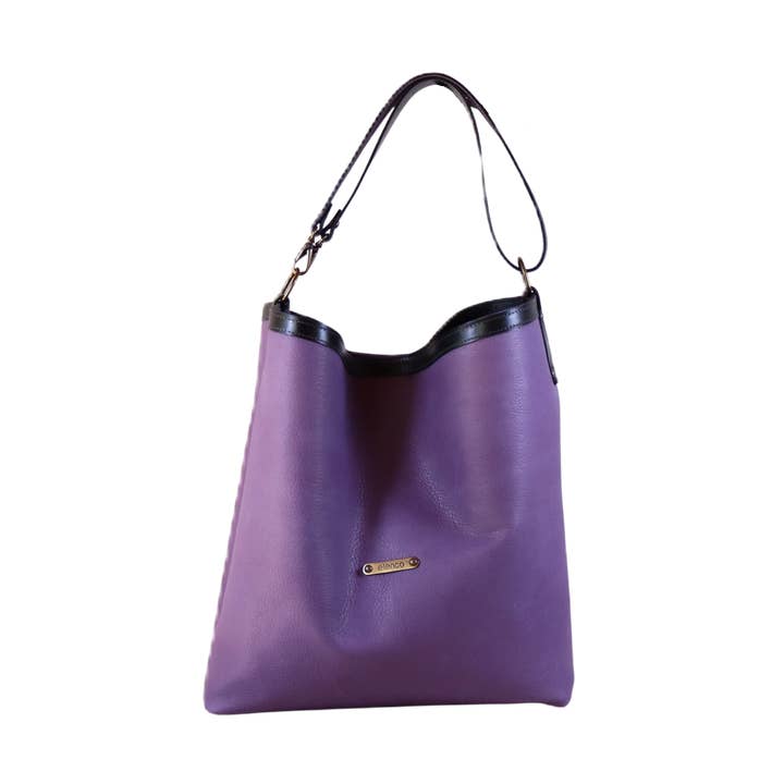 Bolsa tote de couro roxo por atacado de ELENCO