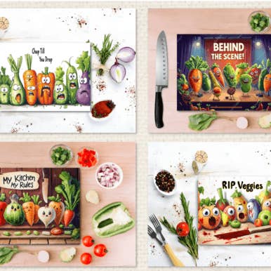 Lustiges Küchen-Schneidebrett - 15 lustige Designs in zwei Größen: A4 und A3. für den Großhandel von SubliMasterUK