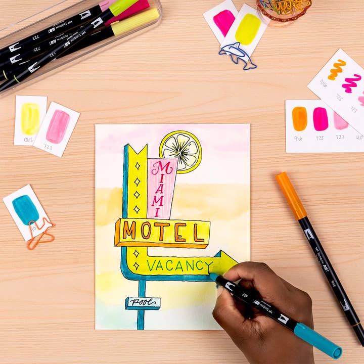 Tombow - Wholesale Marker - Dual Brush Pen Art Markers, Happy Hour, 6-Pack8