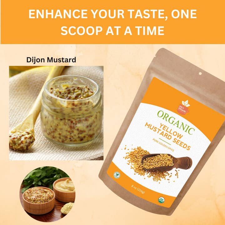 SPICY ORGANIC - Wholesale Plant Seeds - Organic Yellow Mustard Seeds – Certified USDA Organic - The Essential Spice for Pickling, Planting, and Culinary Delights6