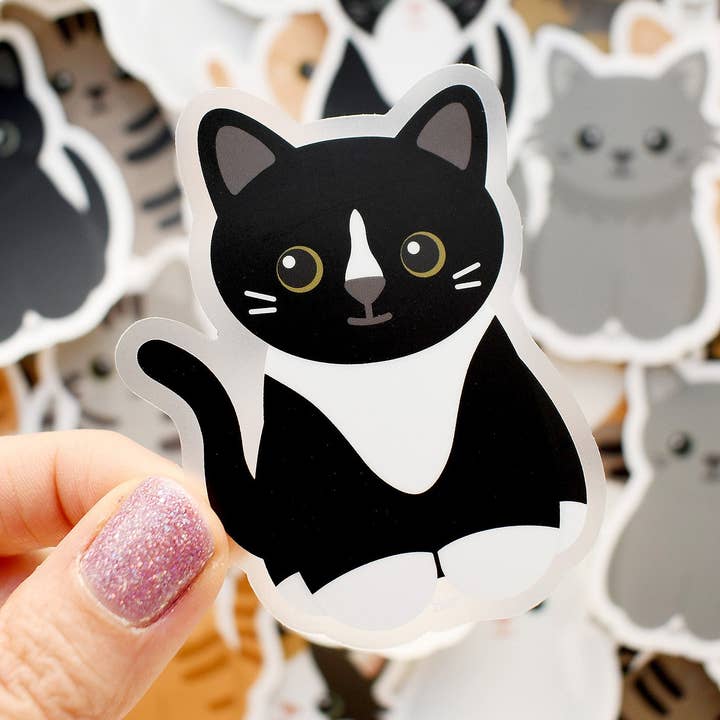 On dirait mon chat ! Chat noir en smoking avec une fine flamme autocollante. pour la vente par Chester and Pearl